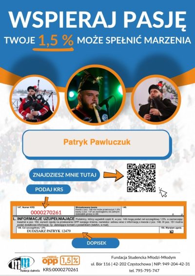 Wsparcie 1,5% podatku poprzez fundację studencką młodzi młodym